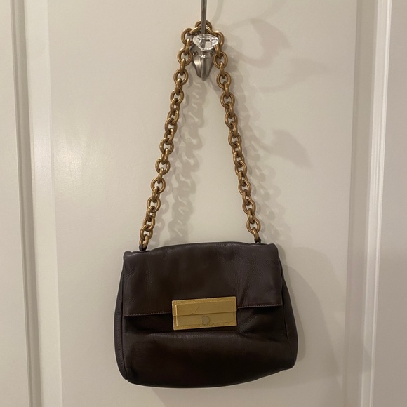 Vintage Donatella Lucchi Milan Brown Leather Purse with Gold Chain - Picture 2 of 8